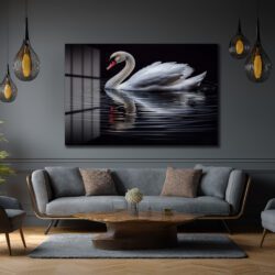 Zarafet Senfonisi: Kuğu Temalı Modern Temperli Cam Tablo Duvar Dekoru Zarafet Senfonisi: Kuğu Temalı Modern Temperli Cam Tablo