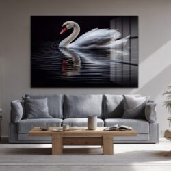 Zarafet Senfonisi: Kuğu Temalı Modern Temperli Cam Tablo Duvar Dekoru Zarafet Senfonisi: Kuğu Temalı Modern Temperli Cam Tablo