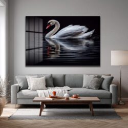 Zarafet Senfonisi: Kuğu Temalı Modern Temperli Cam Tablo Duvar Dekoru Zarafet Senfonisi: Kuğu Temalı Modern Temperli Cam Tablo