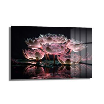 Büyülü Lotus Işıltısı: Pembe Tonlarda Modern Cam Tablo - Glazella