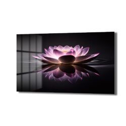 Işıltılı Lotus Çiçeği: Zen Huzuru Veren Modern Cam Tablo - Glazella