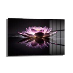 Işıltılı Lotus Çiçeği: Zen Huzuru Veren Modern Cam Tablo Duvar Dekoru Işıltılı Lotus Çiçeği: Zen Huzuru Veren Modern Cam Tablo