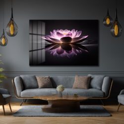Işıltılı Lotus Çiçeği: Zen Huzuru Veren Modern Cam Tablo Duvar Dekoru Işıltılı Lotus Çiçeği: Zen Huzuru Veren Modern Cam Tablo