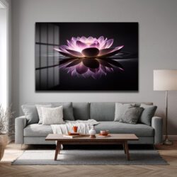 Işıltılı Lotus Çiçeği: Zen Huzuru Veren Modern Cam Tablo Duvar Dekoru Işıltılı Lotus Çiçeği: Zen Huzuru Veren Modern Cam Tablo