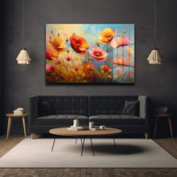 Canlı Gelincik Tarlası: Modern Cam Tablo ile Evinize Bahar Esintisi Duvar Dekoru Canlı Gelincik Tarlası: Modern Cam Tablo ile Evinize Bahar Esintisi