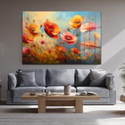 Canlı Gelincik Tarlası: Modern Cam Tablo ile Evinize Bahar Esintisi Duvar Dekoru Canlı Gelincik Tarlası: Modern Cam Tablo ile Evinize Bahar Esintisi