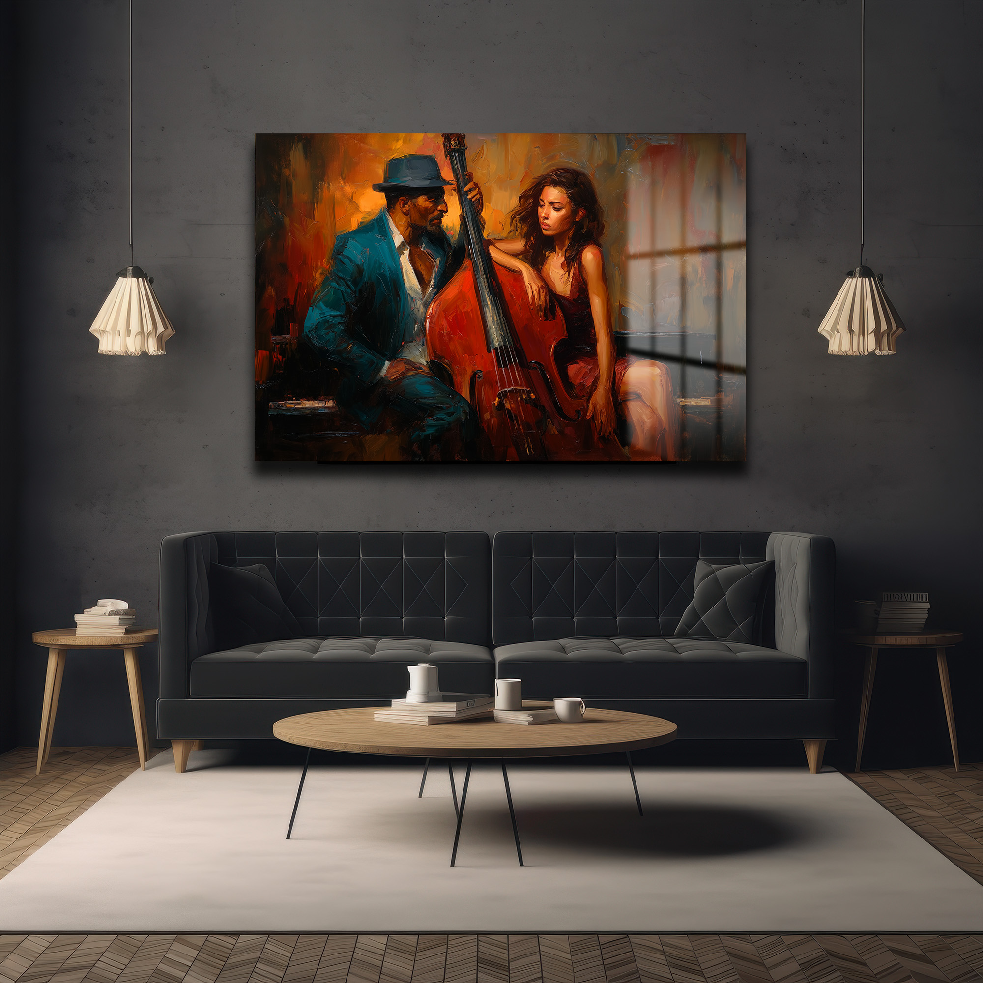 Cazın Ruhu: Melodi ve Tutku Temalı Modern Cam Tablo - Glazella Cazın Ruhu: Melodi ve Tutku Temalı Modern Cam Tablo - Glazella