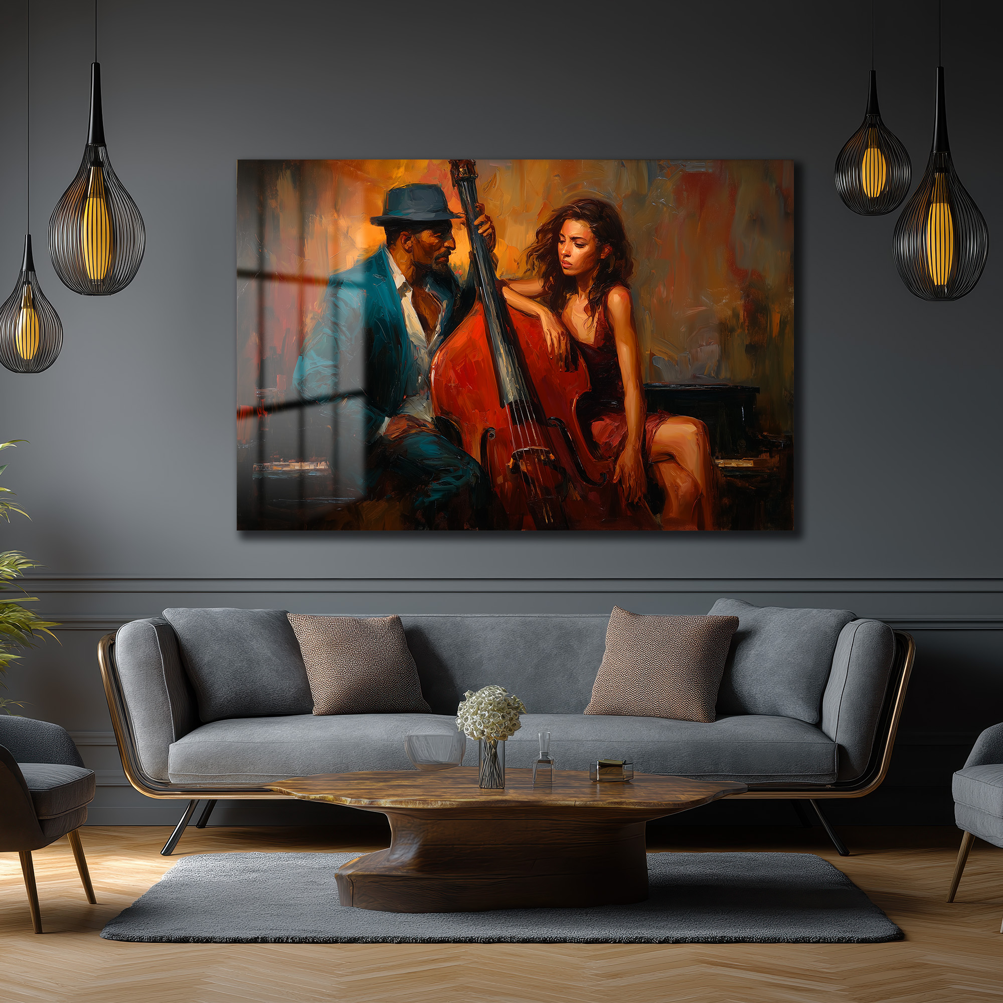 Cazın Ruhu: Melodi ve Tutku Temalı Modern Cam Tablo - Glazella Cazın Ruhu: Melodi ve Tutku Temalı Modern Cam Tablo - Glazella