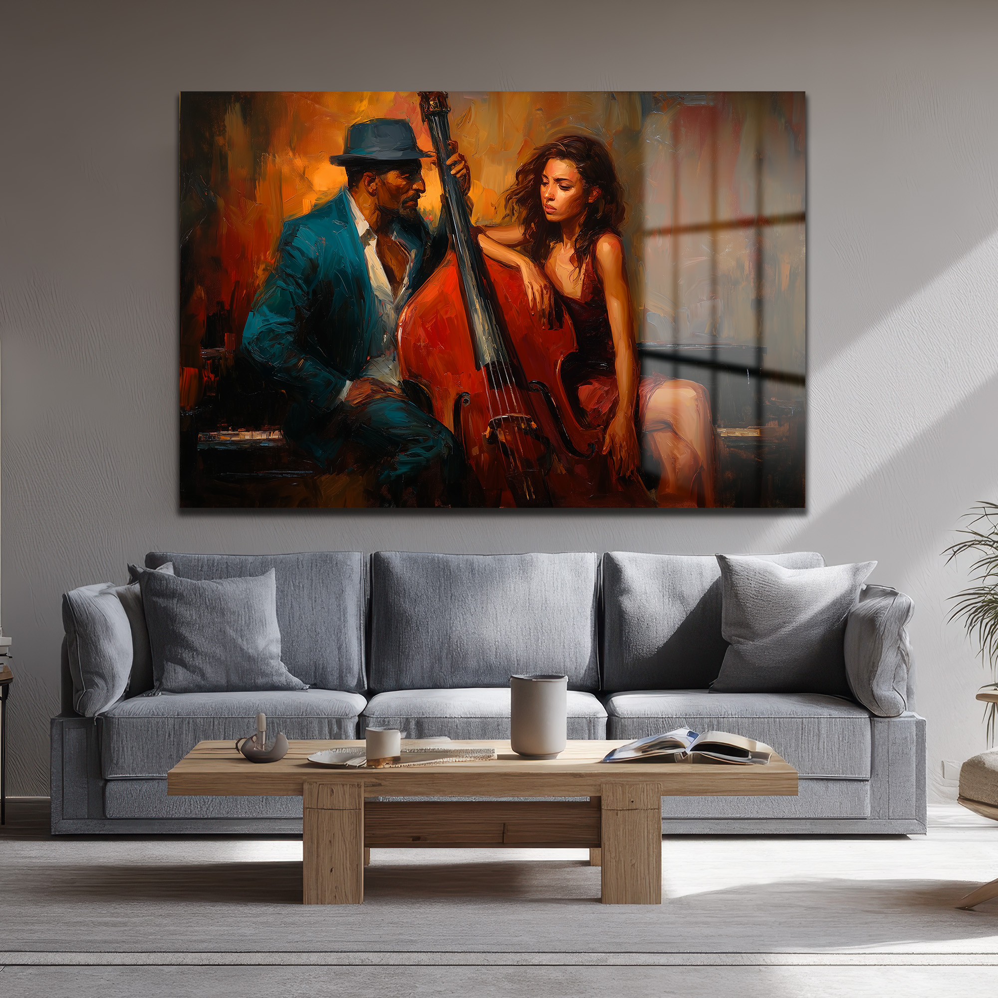 Cazın Ruhu: Melodi ve Tutku Temalı Modern Cam Tablo - Glazella Cazın Ruhu: Melodi ve Tutku Temalı Modern Cam Tablo - Glazella