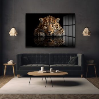 Asil Bakış: Leopar Temalı Modern Temperli Cam Tablo - Glazella
