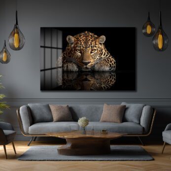 Asil Bakış: Leopar Temalı Modern Temperli Cam Tablo - Glazella