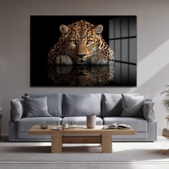 Asil Bakış: Leopar Temalı Modern Temperli Cam Tablo - Glazella