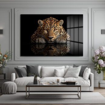 Asil Bakış: Leopar Temalı Modern Temperli Cam Tablo - Glazella