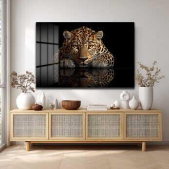 Asil Bakış: Leopar Temalı Modern Temperli Cam Tablo - Glazella