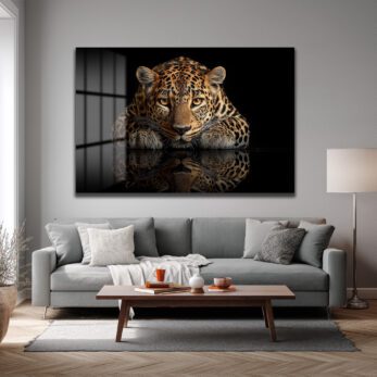 Asil Bakış: Leopar Temalı Modern Temperli Cam Tablo - Glazella