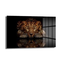 Asil Avcı: Leopar Temalı Modern Cam Tablo Duvar Dekoru Asil Avcı: Leopar Temalı Modern Cam Tablo