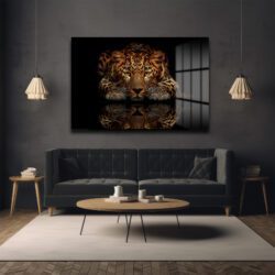 Asil Avcı: Leopar Temalı Modern Cam Tablo Duvar Dekoru Asil Avcı: Leopar Temalı Modern Cam Tablo