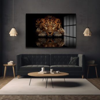 Asil Avcı: Leopar Temalı Modern Cam Tablo - Glazella Asil Avcı: Leopar Temalı Modern Cam Tablo - Glazella