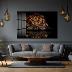 Asil Avcı: Leopar Temalı Modern Cam Tablo Duvar Dekoru Asil Avcı: Leopar Temalı Modern Cam Tablo