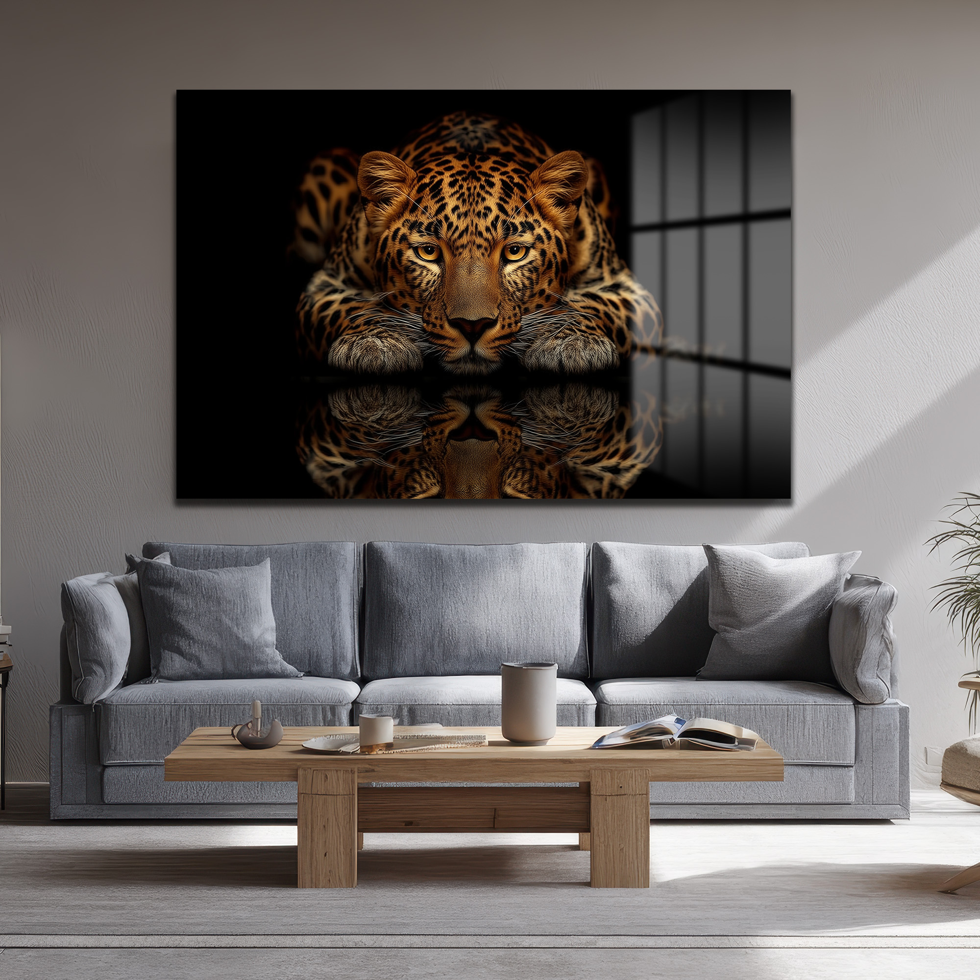 Asil Avcı: Leopar Temalı Modern Cam Tablo Duvar Dekoru Asil Avcı: Leopar Temalı Modern Cam Tablo