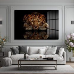 Asil Avcı: Leopar Temalı Modern Cam Tablo Duvar Dekoru Asil Avcı: Leopar Temalı Modern Cam Tablo