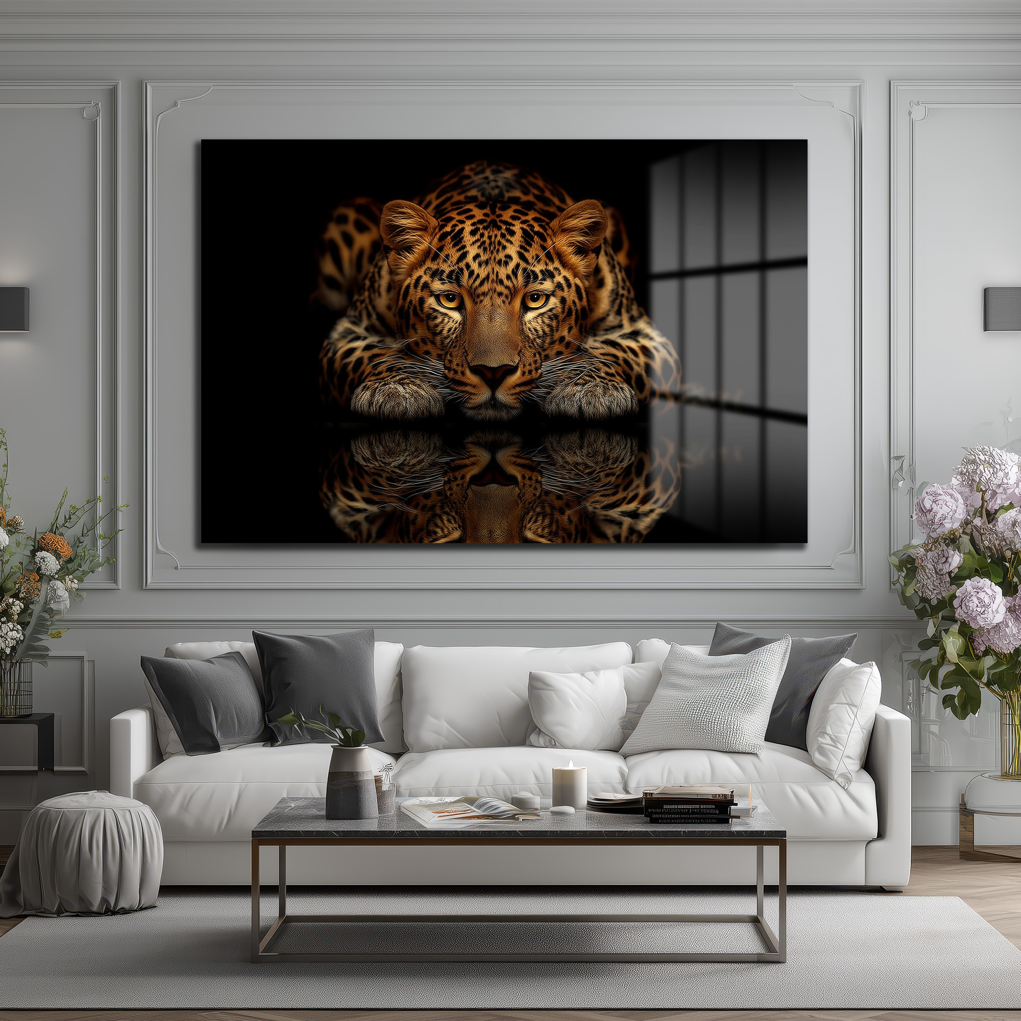 Asil Avcı: Leopar Temalı Modern Cam Tablo Duvar Dekoru Asil Avcı: Leopar Temalı Modern Cam Tablo