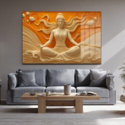Huzur Meditasyonu: Lotus ve Dalgaların Dansı Temperli Cam Tablo Duvar Dekoru Huzur Meditasyonu: Lotus ve Dalgaların Dansı Temperli Cam Tablo