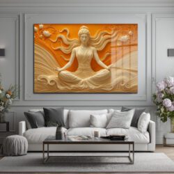 Huzur Meditasyonu: Lotus ve Dalgaların Dansı Temperli Cam Tablo Duvar Dekoru Huzur Meditasyonu: Lotus ve Dalgaların Dansı Temperli Cam Tablo