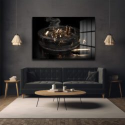 Altın Mermiler: Gücün ve Lüksün İfadesi Modern Cam Tablo Duvar Dekoru Altın Mermiler: Gücün ve Lüksün İfadesi Modern Cam Tablo