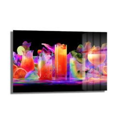 Neon Kokteyller: Canlı Renkler Modern Temperli Cam Tablo Duvar Dekoru Neon Kokteyller: Canlı Renkler Modern Temperli Cam Tablo