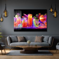 Neon Kokteyller: Canlı Renkler Modern Temperli Cam Tablo Duvar Dekoru Neon Kokteyller: Canlı Renkler Modern Temperli Cam Tablo