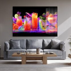 Neon Kokteyller: Canlı Renkler Modern Temperli Cam Tablo Duvar Dekoru Neon Kokteyller: Canlı Renkler Modern Temperli Cam Tablo