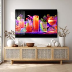 Neon Kokteyller: Canlı Renkler Modern Temperli Cam Tablo Duvar Dekoru Neon Kokteyller: Canlı Renkler Modern Temperli Cam Tablo