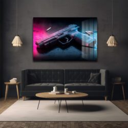Neon Gölge: Şehir Noir Temalı Temperli Cam Tablo Duvar Dekoru Neon Gölge: Şehir Noir Temalı Temperli Cam Tablo