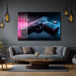Neon Gölge: Şehir Noir Temalı Temperli Cam Tablo Duvar Dekoru Neon Gölge: Şehir Noir Temalı Temperli Cam Tablo