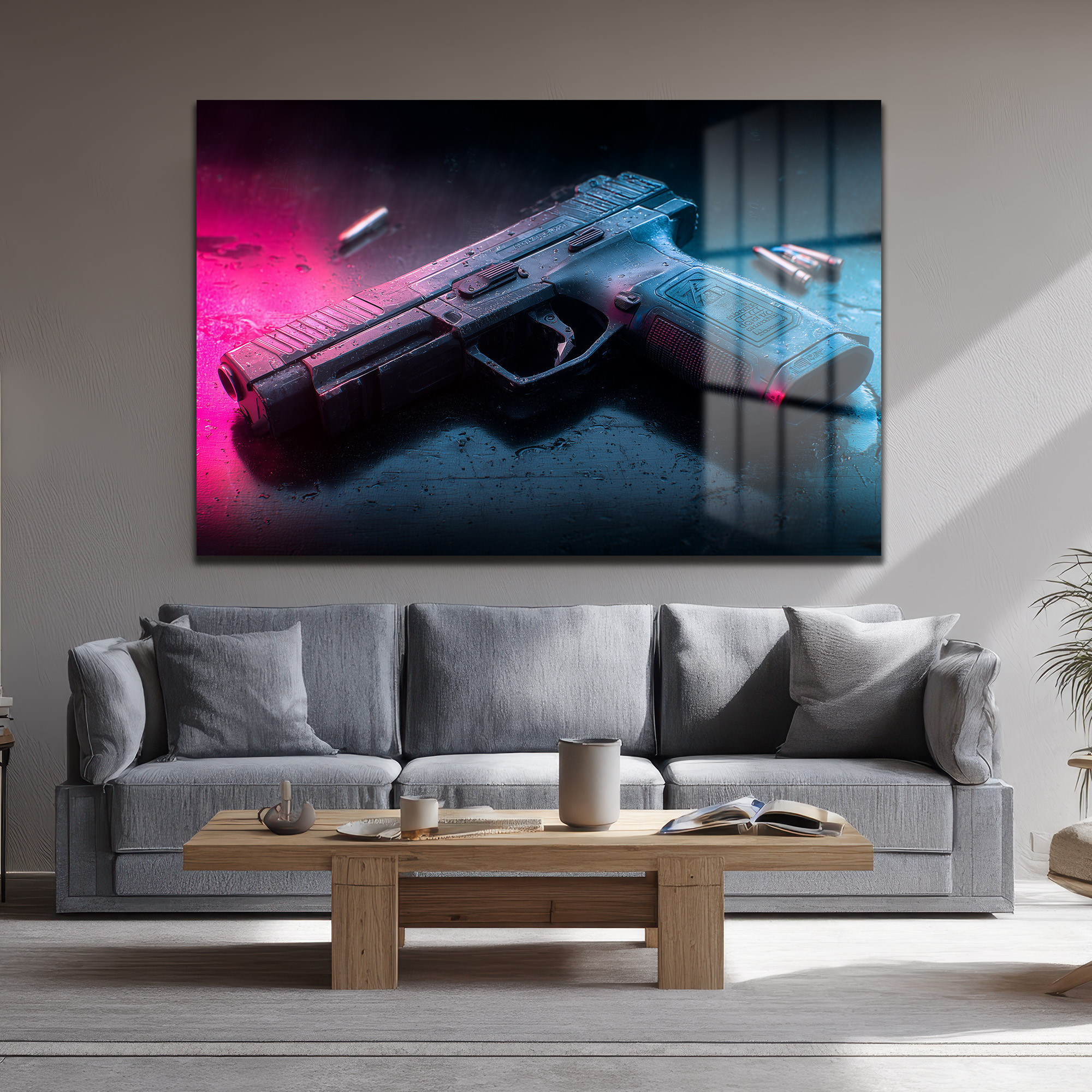 Neon Gölge: Şehir Noir Temalı Temperli Cam Tablo Duvar Dekoru Neon Gölge: Şehir Noir Temalı Temperli Cam Tablo