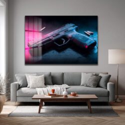 Neon Gölge: Şehir Noir Temalı Temperli Cam Tablo Duvar Dekoru Neon Gölge: Şehir Noir Temalı Temperli Cam Tablo