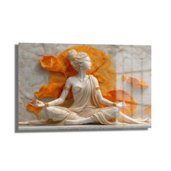 Zen Lotus Meditasyonu: Huzur Veren Dekoratif Cam Tablo - Glazella