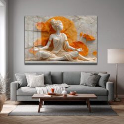 Zen Lotus Meditasyonu: Huzur Veren Dekoratif Cam Tablo Duvar Dekoru Zen Lotus Meditasyonu: Huzur Veren Dekoratif Cam Tablo