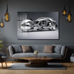 Fütüristik Krom Motosiklet Cam Tablo: Modern Sanat ve Hızın Buluştuğu Duvar Dekoru Duvar Dekoru Fütüristik Krom Motosiklet Cam Tablo: Modern Sanat ve Hızın Buluştuğu Duvar Dekoru