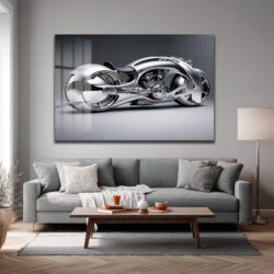 Fütüristik Krom Motosiklet Cam Tablo: Modern Sanat ve Hızın Buluştuğu Duvar Dekoru Duvar Dekoru Fütüristik Krom Motosiklet Cam Tablo: Modern Sanat ve Hızın Buluştuğu Duvar Dekoru