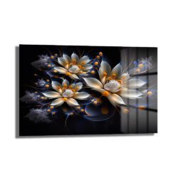 Eterik Işıltı: Lotus Çiçekleri Modern Cam Tablo Duvar Dekoru Eterik Işıltı: Lotus Çiçekleri Modern Cam Tablo