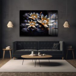 Eterik Işıltı: Lotus Çiçekleri Modern Cam Tablo Duvar Dekoru Eterik Işıltı: Lotus Çiçekleri Modern Cam Tablo