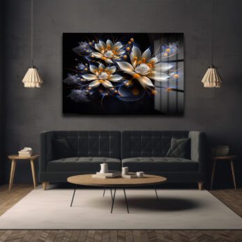 Eterik Işıltı: Lotus Çiçekleri Modern Cam Tablo - Glazella Eterik Işıltı: Lotus Çiçekleri Modern Cam Tablo - Glazella