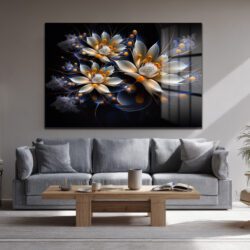 Eterik Işıltı: Lotus Çiçekleri Modern Cam Tablo Duvar Dekoru Eterik Işıltı: Lotus Çiçekleri Modern Cam Tablo