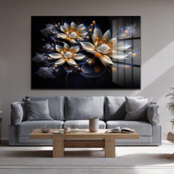 Eterik Işıltı: Lotus Çiçekleri Modern Cam Tablo - Glazella Eterik Işıltı: Lotus Çiçekleri Modern Cam Tablo - Glazella