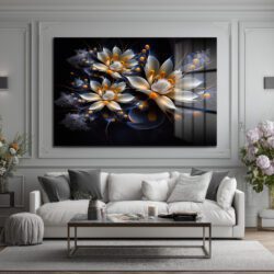Eterik Işıltı: Lotus Çiçekleri Modern Cam Tablo Duvar Dekoru Eterik Işıltı: Lotus Çiçekleri Modern Cam Tablo