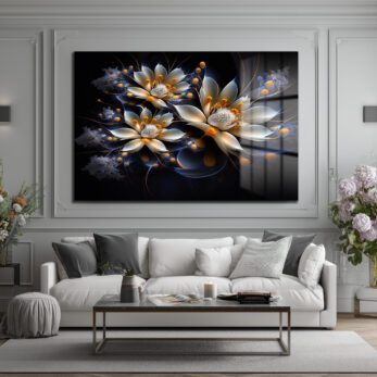 Eterik Işıltı: Lotus Çiçekleri Modern Cam Tablo - Glazella Eterik Işıltı: Lotus Çiçekleri Modern Cam Tablo - Glazella