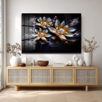 Eterik Işıltı: Lotus Çiçekleri Modern Cam Tablo - Glazella Eterik Işıltı: Lotus Çiçekleri Modern Cam Tablo - Glazella