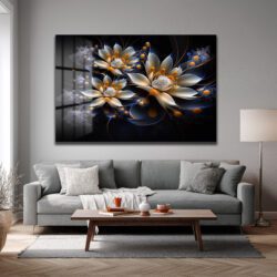 Eterik Işıltı: Lotus Çiçekleri Modern Cam Tablo Duvar Dekoru Eterik Işıltı: Lotus Çiçekleri Modern Cam Tablo
